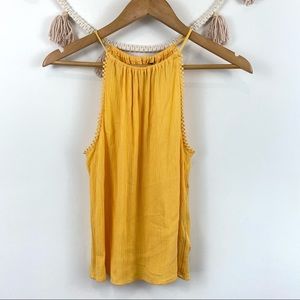 H&M Divided Yellow Tank Top Crochet Edge SZ XS